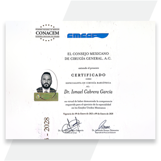 Dr. Ismael Cabrera's Curso Manga Gastrica certificate certificate