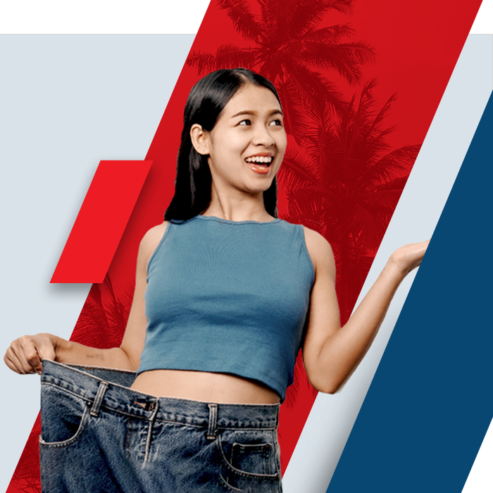 Smiling woman after weight loss and body contouring