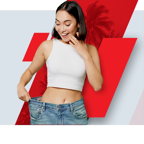 Smiling plastic surgery patient after substantial weight loss