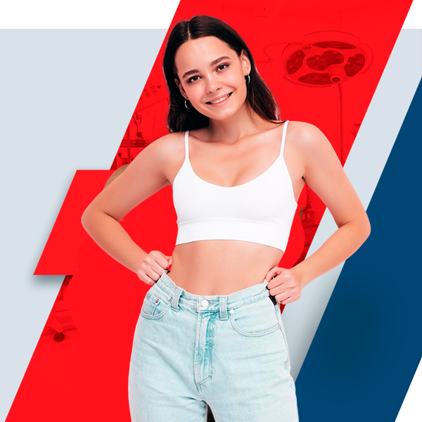 Man after gastric bypass surgery with the Stop Obesity logo